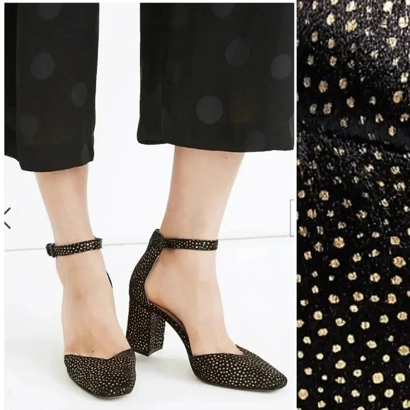 Madewell the Dove Sandal in Metallic Dot Calf Half Block High Heel Women's 10 - Picture 1 of 14
